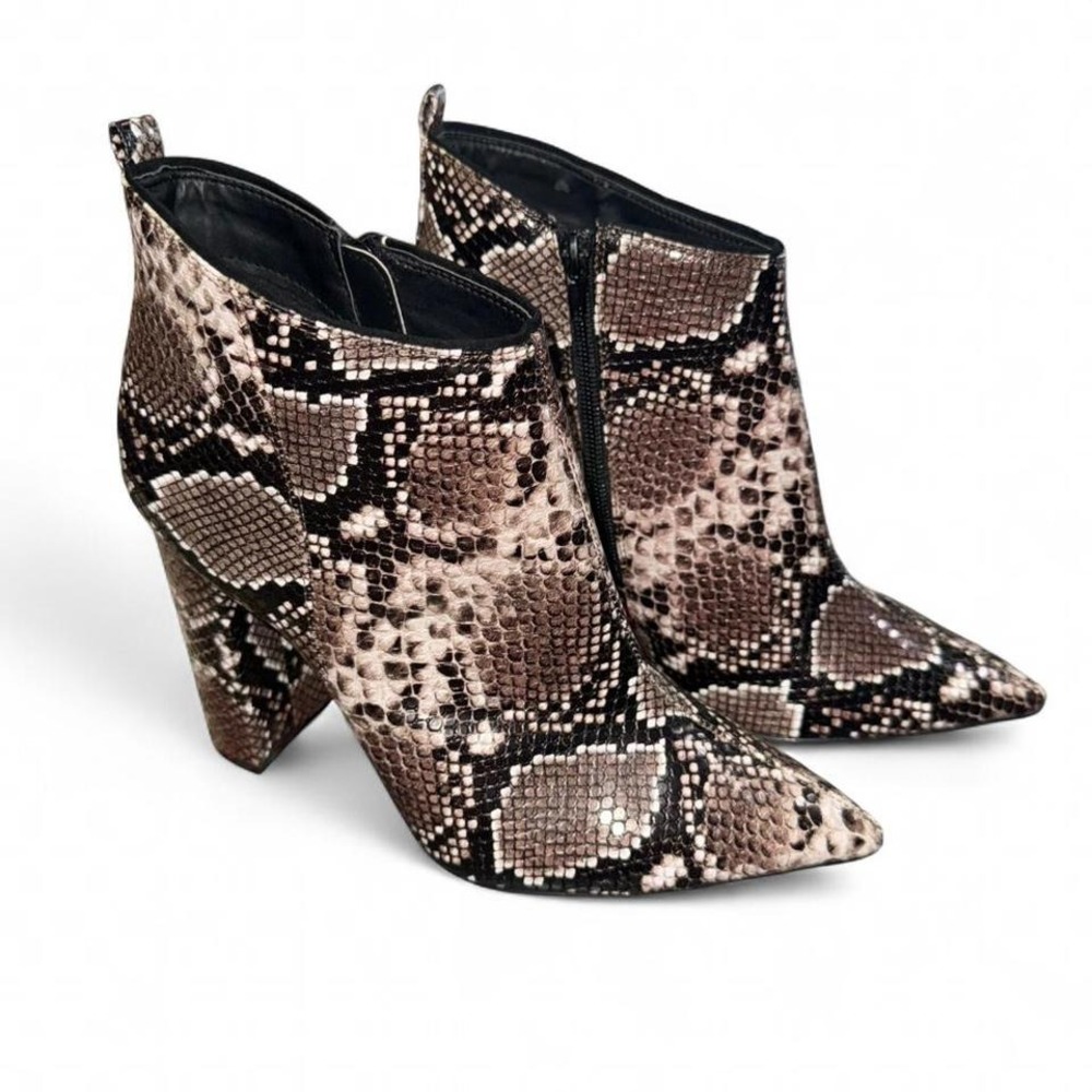 WILD & EXOTIC FAUX SNAKESKIN ANKLE BOOTS HIGH HEELED LADIES 10 - Picture 3 of 7